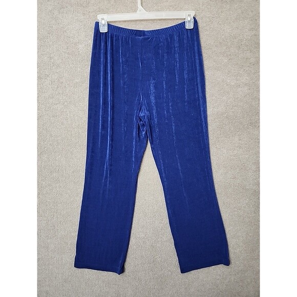 Chicos Travelers Pull On Pants Womens 1P US 8 Petite Blue Slinky Straight Leg - Picture 3 of 7